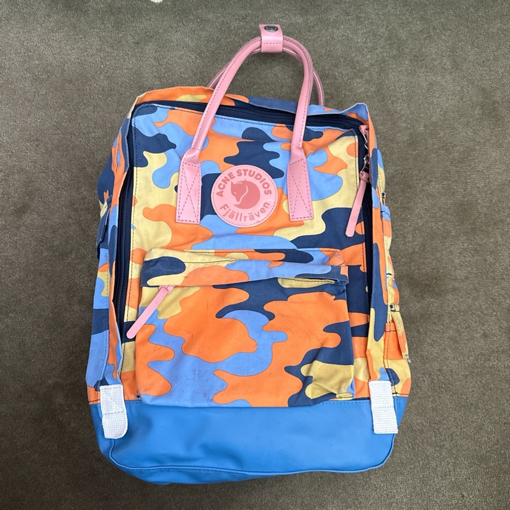 Acne Studios x Fjallraven Vibrant Camouflage Backpack - Blue, Orange, Yellow